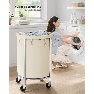 SONGMICS Rolling Laundry Basket with Wheels, 29 Gal Size