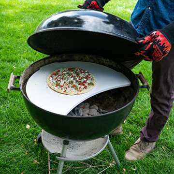 Smoking Stone & Pizza Stone for 22" Weber Kettle Grill Accessories - Chargriller - Heat Deflecting Grill Stone - Ceramic Accessory Turns Your Charcoal Grill Into a Smoker or Outdoor Oven - BBQ Dragon