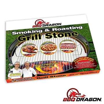 Smoking Stone & Pizza Stone for 22" Weber Kettle Grill Accessories - Chargriller - Heat Deflecting Grill Stone - Ceramic Accessory Turns Your Charcoal Grill Into a Smoker or Outdoor Oven - BBQ Dragon