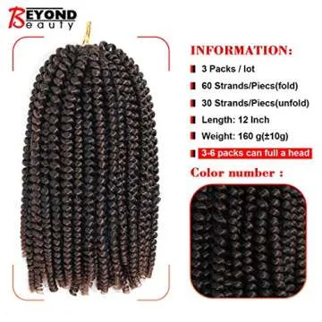12 inch Spring Twist Crochet Braids Hair for Butterfly Locs Bomb Twist Crochet Hair Beyond Beauty Ombre Colors Synthetic Fluffy Hair Extension 3 Packs (12 Inch, M1B 30)