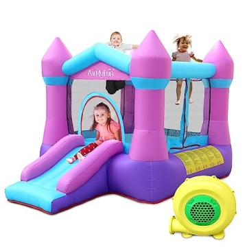 AirMyFun Pink Inflatable Toddler Bounce House with Blower, Indoor/Outdoor Jumping Castle for Kids 3-...
