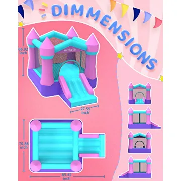 AirMyFun Pink Inflatable Toddler Bounce House with Blower, Indoor/Outdoor Jumping Castle for Kids 3-8, Inflatable Bouncy House with Slide, 82011B