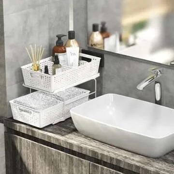 Simple Houseware 2 Tier Bathroom Organizering Tray for Home