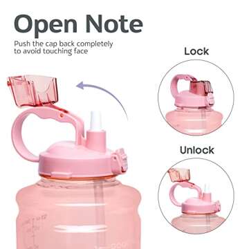 Elvira Half Gallon/64oz Motivational Time Marker Water Bottle with Straw & Protective Silicone Boot, BPA Free Anti-Slip Leakproof for Fitness, Gym and Outdoor Sports
