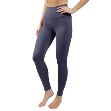90 Degree By Reflex High Waist Fleece Lined Leggings - Yoga Pants - Celestial Navy - Medium