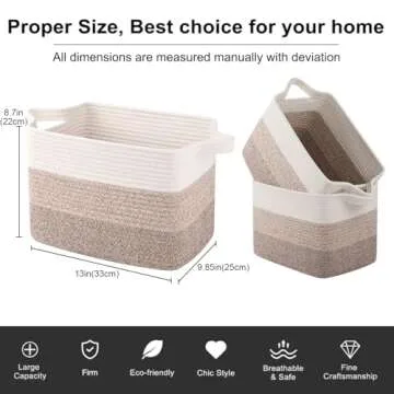 OIAHOMY Storage Basket - Versatile Cotton Rope Baskets for Home