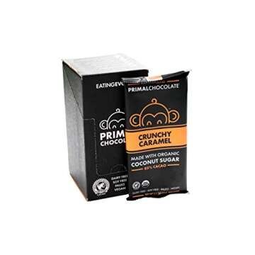Eating Evolved - Organic Primal Chocolate, Crunchy Caramel, 85% Cacao, 8 count,Pack of 1