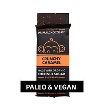 Eating Evolved - Organic Primal Chocolate, Crunchy Caramel, 85% Cacao, 8 count,Pack of 1