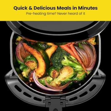 Chefman Digital Air Fryer, Large 5 Qt Family Size, One Touch Digital Control Presets, French Fries, Chicken, Meat, Fish, Nonstick Dishwasher-Safe Parts, Automatic Shutoff, Black