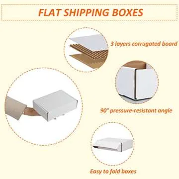 HORLIMER 7x5x2 inches Shipping Boxes Set of 25, White Corrugated Cardboard Box Literature Mailer
