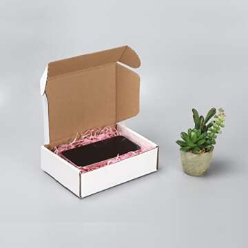 HORLIMER 7x5x2 inches Shipping Boxes Set of 25, White Corrugated Cardboard Box Literature Mailer