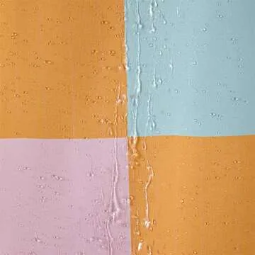 RoomTalks Multicolored Checkered Retro Fabric Shower Curtain for Bathroom, Heavy Duty & Waterproof Bright Rainbow Colorful Modern Simple Groovy Aesthetic Shower Curtain Set with Hooks Bathroom Decor