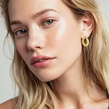 Gold Chunky Hoop Earrings Set for Women Hypoallergenic Thick Open Small Hoop Jewelry for Birthday/Christmas Gifts, 1Pairs
