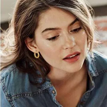 Gold Chunky Hoop Earrings Set for Women Hypoallergenic Thick Open Small Hoop Jewelry for Birthday/Christmas Gifts, 1Pairs