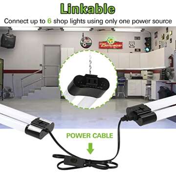 hykolity 4 Pack Linkable LED Shop Light for Garage, 2FT 22W Utility Light Fixture, 2500lm, 5000K Daylight LED Workbench Light with Power Cord, Hanging or Flush Mount, Black - ETL