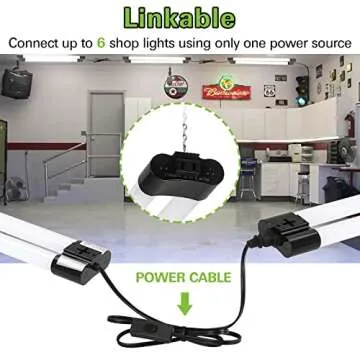 hykolity 4 Pack Linkable LED Shop Light for Garage, 2FT 22W Utility Light Fixture, 2500lm, 5000K Daylight LED Workbench Light with Power Cord, Hanging or Flush Mount, Black - ETL
