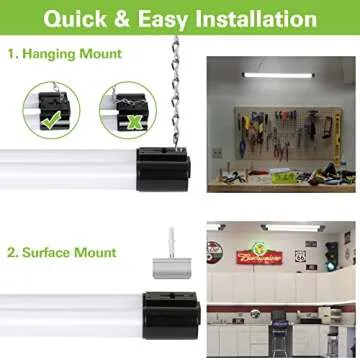 hykolity 4 Pack Linkable LED Shop Light for Garage, 2FT 22W Utility Light Fixture, 2500lm, 5000K Daylight LED Workbench Light with Power Cord, Hanging or Flush Mount, Black - ETL