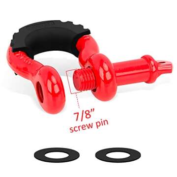 Shackles 3/4" (2 PACK) LIBERRWAY D ring Shackle Rugged Unbreakable 28.5 Ton (57,000 Lbs) Maximum Bre...