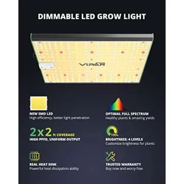 LED Grow Light, VIPARSPECTRA P600 LED Grow Light with Samsung LEDs (Includes IR) 2x2ft Coverage, Full Spectrum Dimmable Plant Grow Lights for Indoor Plants Veg Flower Four for 4x4ft 300pcs LEDs