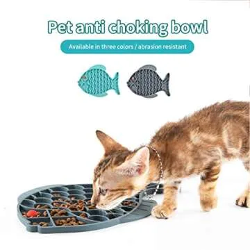 Slow Feeder Cat Bowls, 2 Pack Fish-Shaped Silicone Puzzle Feeders for Healthy Eating & Anxiety Relie...