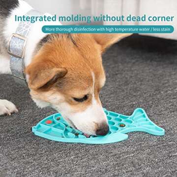 Slow Feeder Cat Bowls, 2 Pack Fish-Shaped Silicone Puzzle Feeders for Healthy Eating & Anxiety Relief - Lick Treat Mat for Dogs & Cats (Blue+Grey)