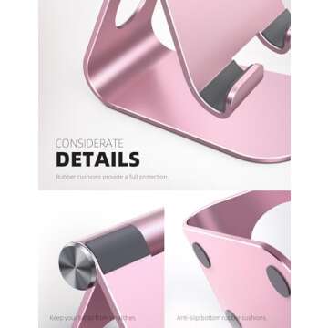 Lamicall Tablet Stand Adjustable, Tablet Stand : Desktop Stand Holder Dock Compatible with Tablet Such as iPad 2018 Pro 9.7, 10.5, Air Mini 4 3 2, Kindle, Nexus, Tab, E-Reader (4-13'') - Rose Gold