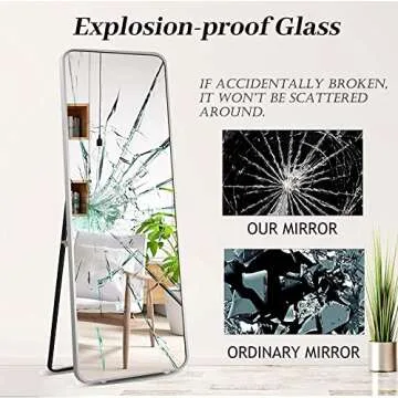 KBXTXM Full Length Mirror 65" x 22" Full Body Mirror Bedroom Dressing Mirror Floor Length Mirror Standing Leaning Hanging, Wall Mirror Aluminum Silver Frame