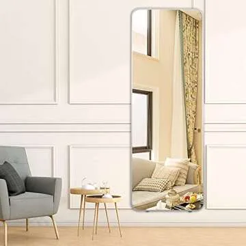 KBXTXM Full Length Mirror 65" x 22" Full Body Mirror Bedroom Dressing Mirror Floor Length Mirror Standing Leaning Hanging, Wall Mirror Aluminum Silver Frame