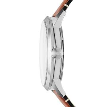 Fossil Men's Townsman Automatic Stainless Steel and Leather Two-Hand Skeleton Watch, Color: Silver, ...