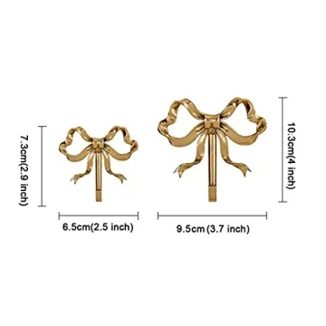 Home Decorative Hook Bow-Knot Brass Hook Wall Hooks for Hanging Hook for Coat Hat Towel Multi-Purpose Hooks (Color : Gold, Size : Pack of 2)