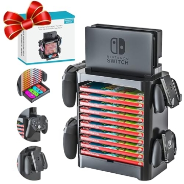 Skywin Game Storage Tower - Ultimate Nintendo Switch Organizer (Black)