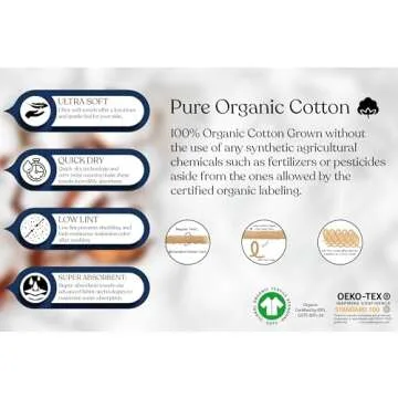 Delara 100% Organic Cotton Towels 650 GSM Plush Feather Touch Quick Dry Bath Towel, Pack of 4 GOTS Certified, Oeko-Tex Green Certified, Organic Cotton Bath Towel, 30"X58"