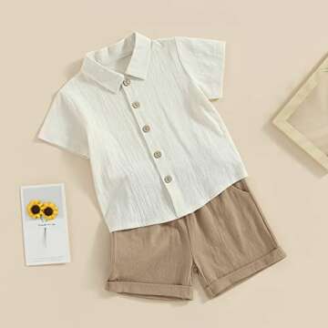 Gueuusu Baby Boy Girl Summer Clothes Toddler Cotton Linen Short Sleeve Button Up Dress Shirt Pocket ...