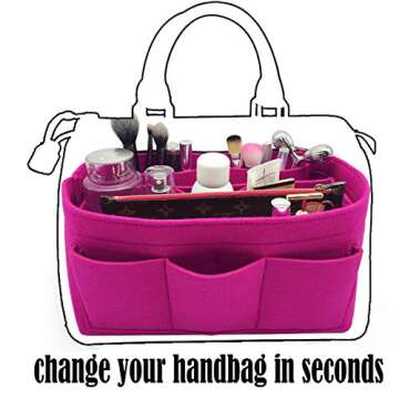 LEXSION Felt Purse Insert Bag Organizer Bag In Bag For Handbag Purse Organizer Fits Speedy Neverfull