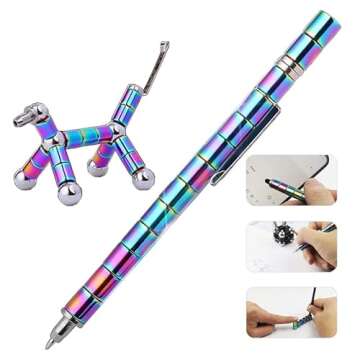 Fidget Pen Decompression Magnetic Metal Pen, Toy Pen Relieving Stress Build Various of Shapes, Strato Pen Multifunctional Deformable Magnet Writing Pen Polar Pen for Christmas Gift (Pen Colorful)