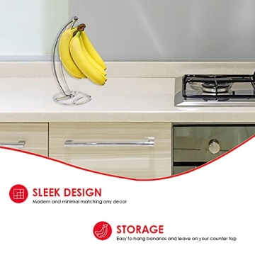 Home Basics Chrome Banana Tree Hanger for Perfect Ripening