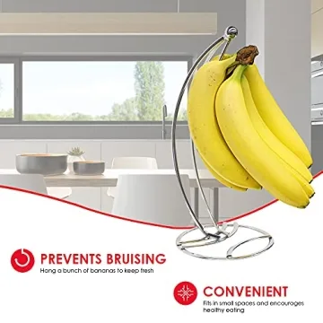 Home Basics Chrome Banana Tree Hanger for Perfect Ripening