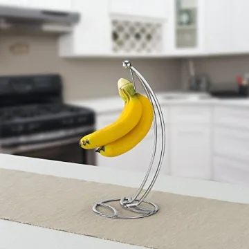 Home Basics Chrome Banana Tree Hanger for Perfect Ripening