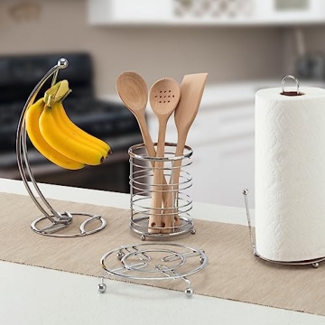 Home Basics Chrome Banana Tree Hanger for Perfect Ripening