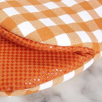 KitchenAid Gingham Mini Oven Mitt 2-Pack Set, Honey, 5.5"x8"