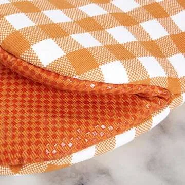 KitchenAid Gingham Mini Oven Mitt 2-Pack Set, Honey, 5.5"x8"