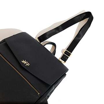 Freshly Picked Classic V1 Diaper Bag Backpack, Wipeable Vegan Leather Diaper Bag With Changing Pad, Convertible (Ebony)