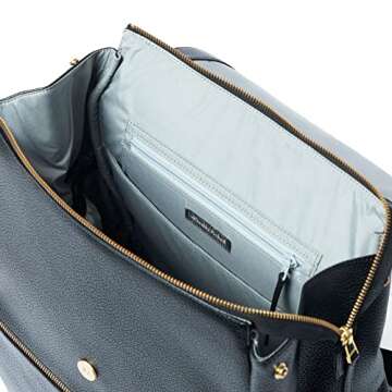Freshly Picked Classic V1 Diaper Bag Backpack, Wipeable Vegan Leather Diaper Bag With Changing Pad, Convertible (Ebony)