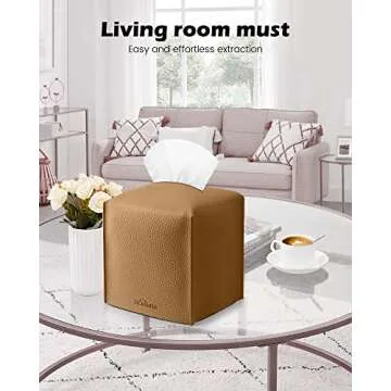 Tclouda Tissue Box Cover for PU Leather, Modern Simple Solid Color Holder Square Tissue Bag, Ideal for Bathrooms,Office,Car,Nightstand,Outdoor Tent,Dining Table,5"X5"X5", Single Bronze