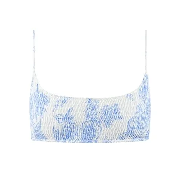 VOLAFA Women's Smocked Triangle Bikini Set Light Blue Small