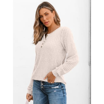 AUTOMET Long Sleeve Lightweight Casual Sweater Tunic Blouse