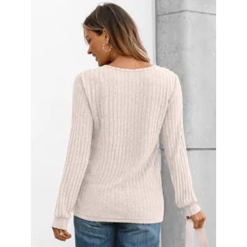 AUTOMET Long Sleeve Lightweight Casual Sweater Tunic Blouse