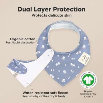 8-Pack Organic Baby Bandana Bibs for Girls - Super Absorbent Triangle Baby Bibs for Drooling and Tee...
