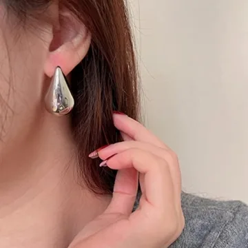 Gold Drop Medium Statement Earrings Fashionable Trendy