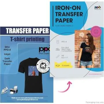 PPD Iron on Transfer Paper for Dark Fabric Compatible with Inkjet Printer, 8.5 x 11 Printable T Shir...